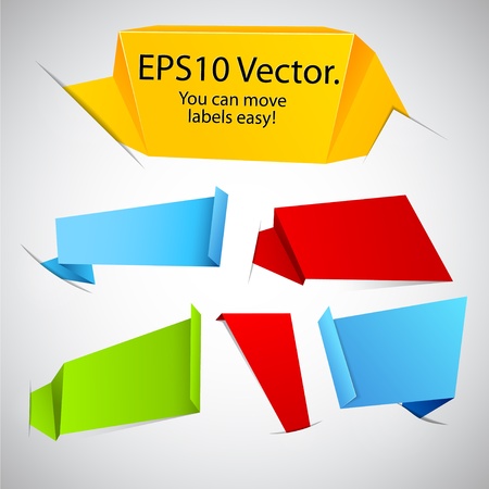 Vector illustration of modern advertisement paper origami labels in pockets. のイラスト素材