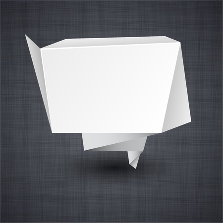 Vector illustration of modern advertisement paper origami label over linen texture. のイラスト素材