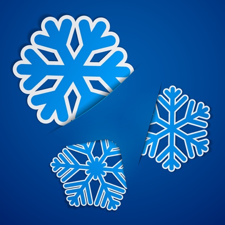 Vector set of christmas blue paper showflakes.のイラスト素材