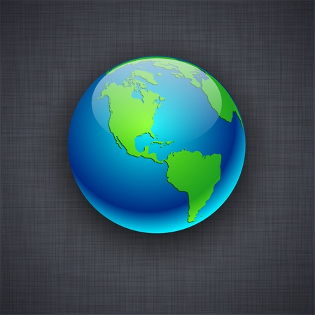 Blue high-detailed earth ball on linen texture. Vector illustration.のイラスト素材