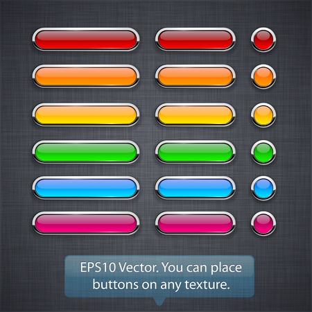 Blank high-detailed buttons on linen texture. のイラスト素材