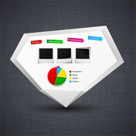 Vector illustration of modern advertisement paper origami label over linen texture. のイラスト素材