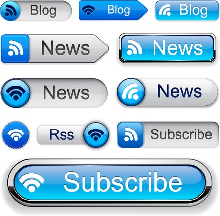 Rss web blue buttons for website or app. Vector eps10. のイラスト素材