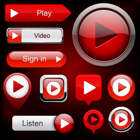 Play red web buttons for website or app  のイラスト素材