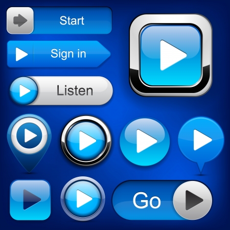 Play blue web buttons for website or app.  のイラスト素材