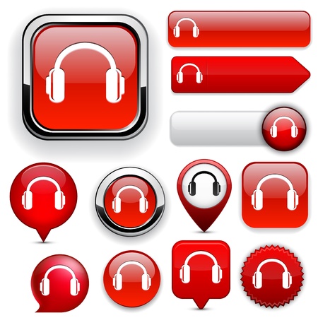 Headphones red design elements for website or app.  のイラスト素材