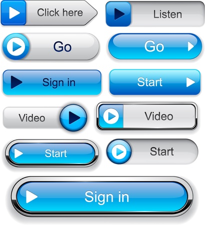 Play blue web buttons for website or app  Vector eps10  のイラスト素材