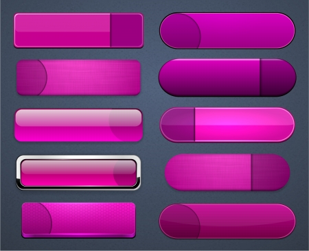 Set of blank magenta buttons for website or app. Vector eps10. のイラスト素材