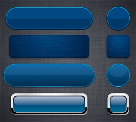 Illustration for Set of blank dark-blue buttons for website or app  Vector eps10   - Royalty Free Image