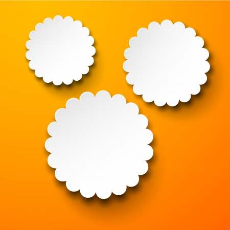 Vector illustration of white paper round flower notes over orange background  Eps10  のイラスト素材