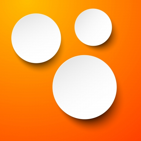 abstract illustration composed of white paper round notes over orange background のイラスト素材