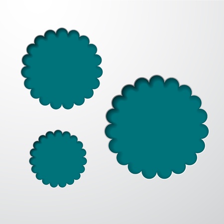 Vector illustration of blue paper notched out flower round bubbles. Eps10. のイラスト素材