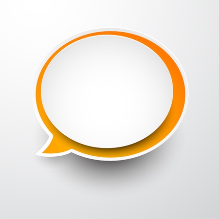 Vector illustration of white and orange paper round speech bubble. Eps10. のイラスト素材