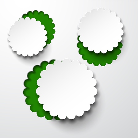 Vector abstract composition of white notched out paper round flower bubble. Eps10 illustration. のイラスト素材