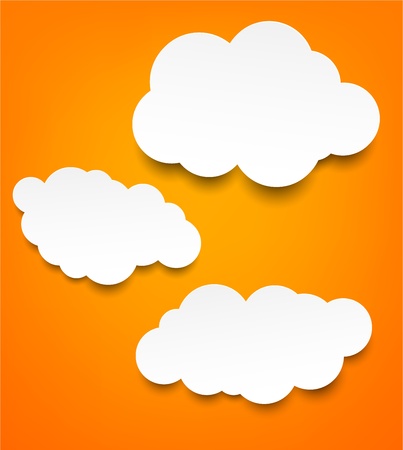Vector abstract background composed of white paper clouds over orange のイラスト素材