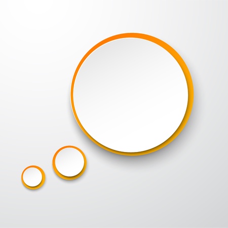 Vector illustration of white and orange paper round speech bubble  のイラスト素材