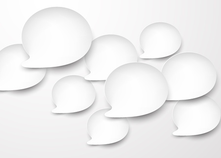 Vector abstract background composed of white paper round speech bubblesのイラスト素材