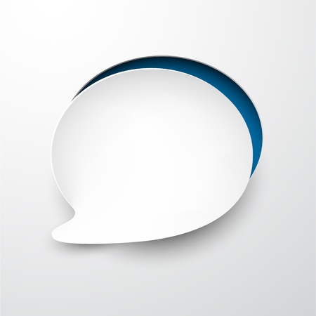 Vector illustration of white paper notched out round speech bubble  のイラスト素材