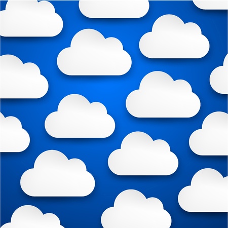 abstract background composed of white paper clouds over blue. のイラスト素材