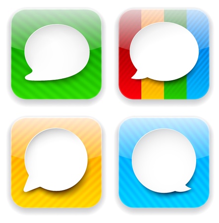 Vector illustration of high-detailed speech bubble apps icon templates. Talk concept. のイラスト素材