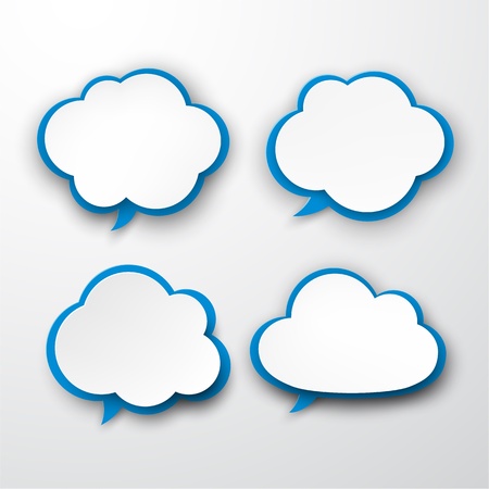 Vector illustration of white and blue paper cloudsのイラスト素材