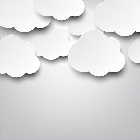 abstract background composed of white paper clouds over grey.のイラスト素材