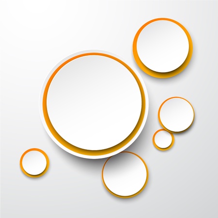 Vector illustration of white and orange paper round speech bubble.  のイラスト素材