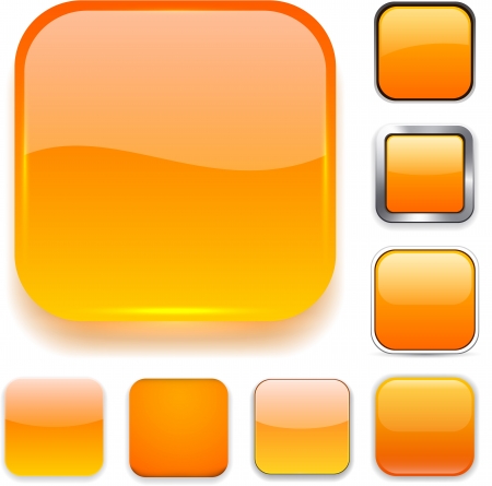 Set of blank orange square buttons for website or app.  のイラスト素材