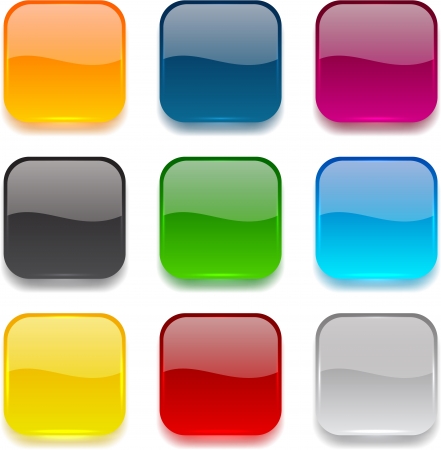 Set of blank colorful square buttons for website or app. のイラスト素材