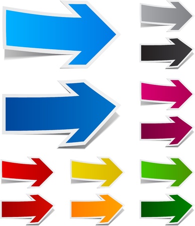 Vector illustration of sticky collection of paper arrows. のイラスト素材