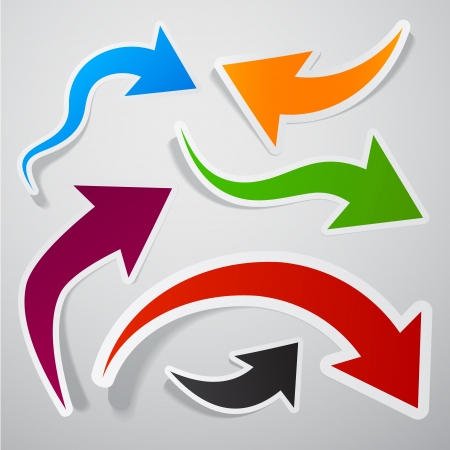 Vector illustration of sticky collection of colorful paper arrows. のイラスト素材