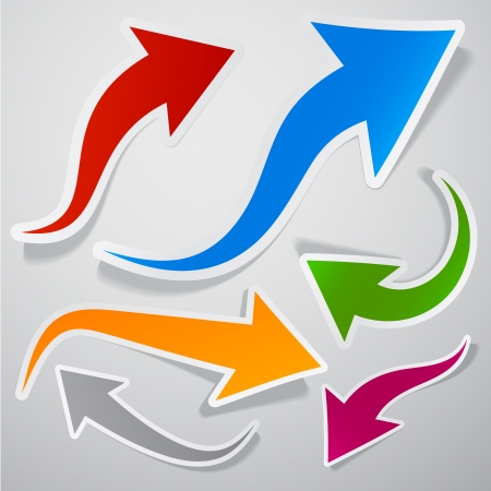 illustration of sticky collection of colorful paper arrows. のイラスト素材