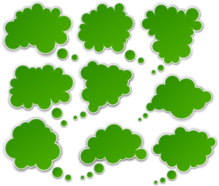 illustration of green paper clouds.のイラスト素材
