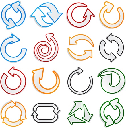 Vector illustration of sticky collection of colorful paper arrows. のイラスト素材