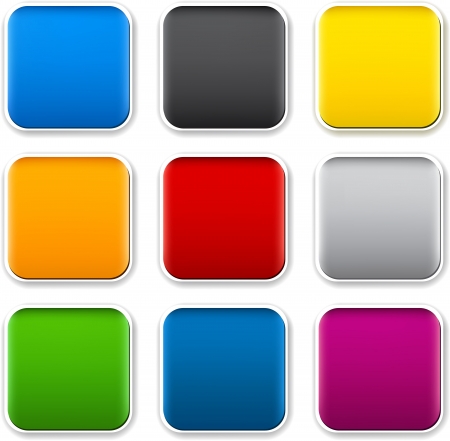 Set of blank colorful square buttons for website or appのイラスト素材