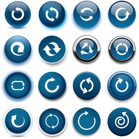 Set of arrow dark blue round buttons for website or appのイラスト素材