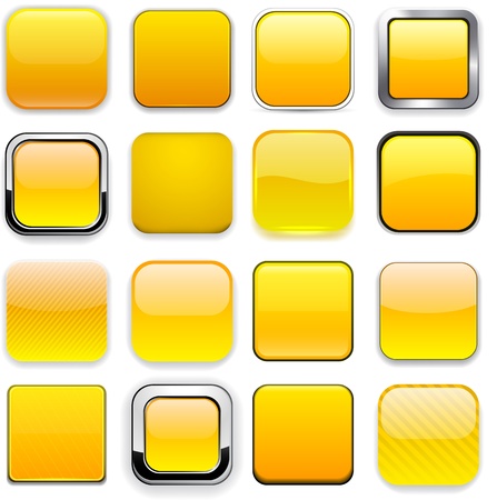 Set of blank yellow square buttons for website or appのイラスト素材
