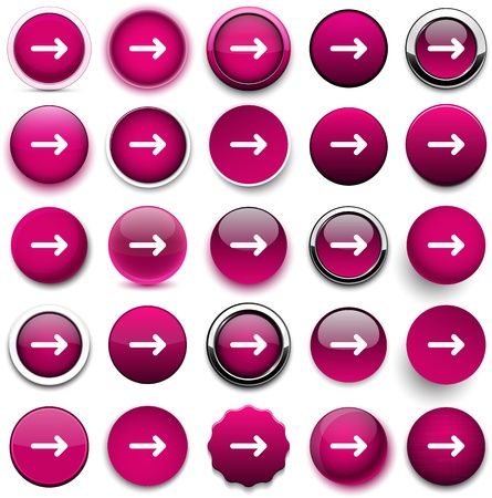 Set of arrow magenta round buttons for website or appのイラスト素材