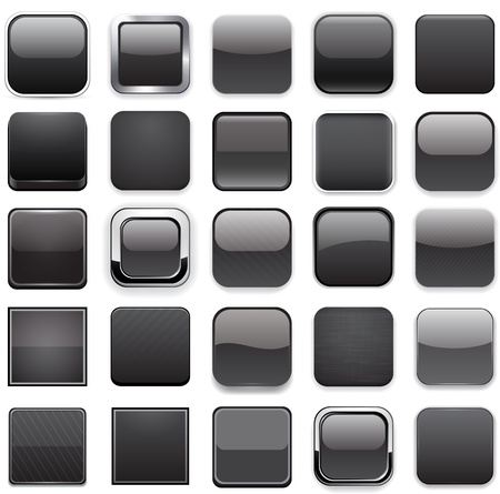 Set of blank black square buttons for website or appのイラスト素材