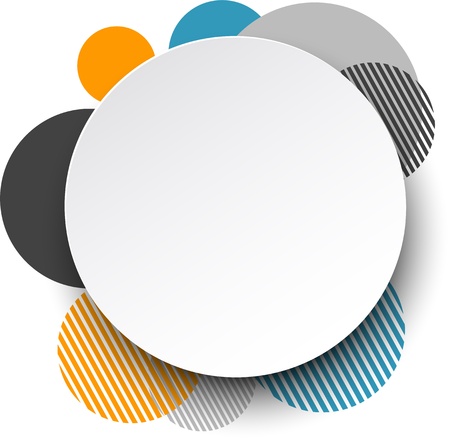 illustration of white paper round speech bubble over colorful backgroundのイラスト素材