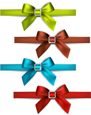 Set of colorful satin bows. Vector ribbons for gift.のイラスト素材