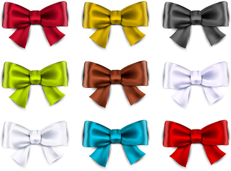 Set of colorful satin bows. Vector ribbons for gift. のイラスト素材