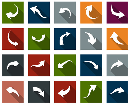 Vector illustration of plain square arrow icons. Flat design. のイラスト素材