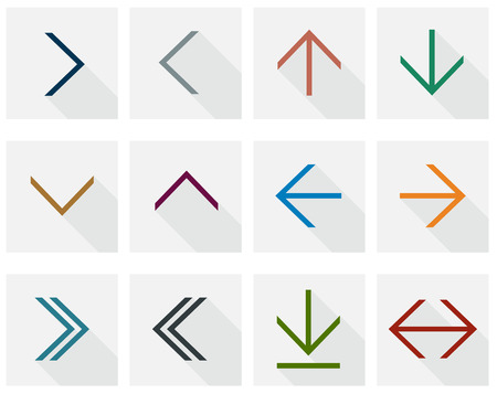Vector illustration of plain square arrow icons. Flat design. のイラスト素材