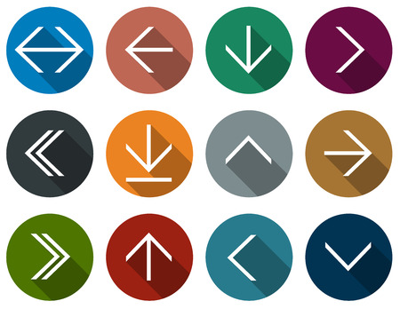 Vector illustration of plain round arrow icons. Flat design. のイラスト素材