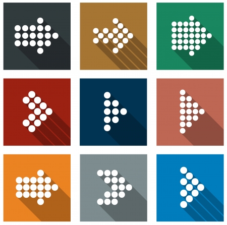 Vector illustration of plain square arrow icons. のイラスト素材