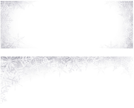 Winter banners with crystallic snowflakes. Christmas background. Vector. のイラスト素材