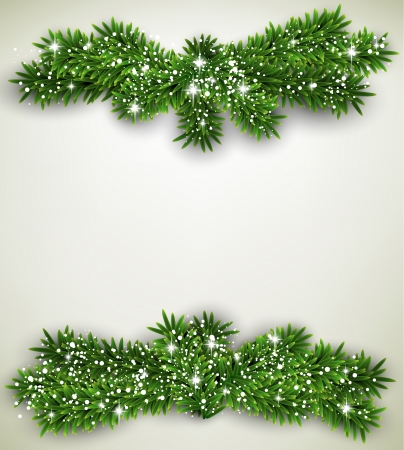 Detailed frame with fir bundle. Christmas background. Vector illustration. のイラスト素材