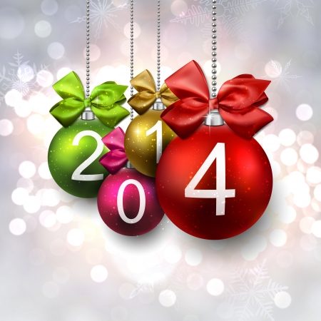 2014 colorful balls. Detailed christmas background. Vector illustration. のイラスト素材