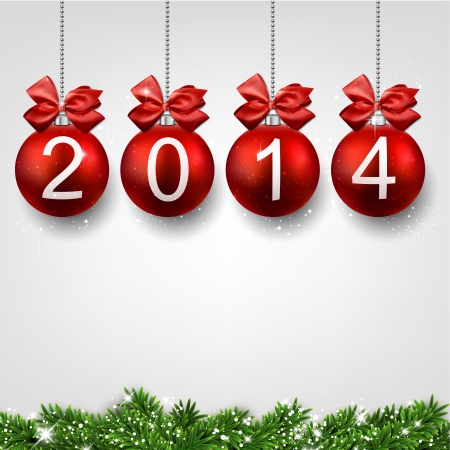 Red christmas balls. New year illustration. 2014. Vector. のイラスト素材